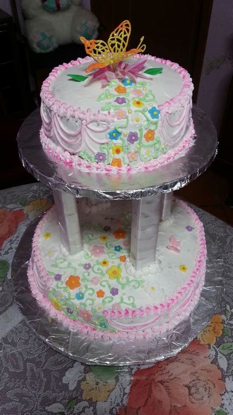 Pastel Cumpleaños Dos Pisos Casero En 2024 Pasteles De Dos Pisos Pastel De Cumpleaños Pasteles