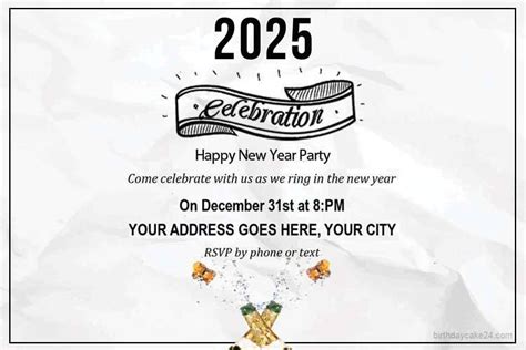 Happy New Year Party Invitation Card Maker Online