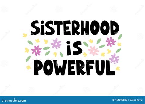 Sisterhood Hand Drawn Vector Lettering Isolated On White Background