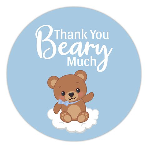 Buy 2 Inch 60 Pack Teddy Bear Thank You Stickers Blue Boy Baby