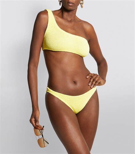 Womens Hunza G Yellow Seersucker Nancy Bikini Harrods CountryCode