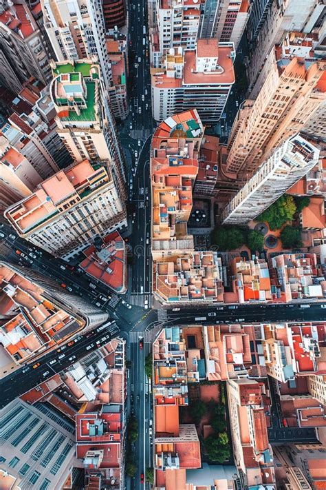 Aerial Views Of Cityscapes Transformed Into Abstract Patterns Stock