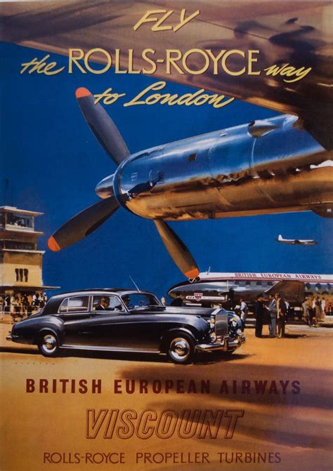 Fly The Rolls Royce Way Vintage Bea Poster Circa Artist Frank