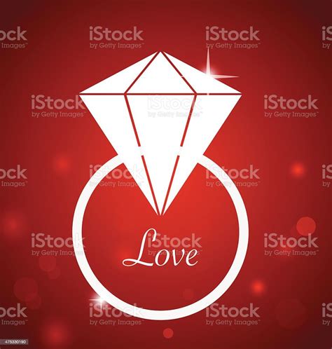 Diamond Engagement Ring Vector Illustration Stock Illustration