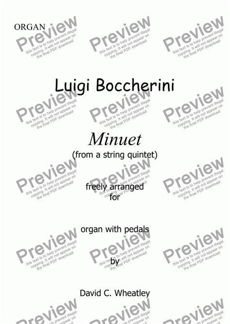 Boccherini Minuet String Quintet For Organ Solo Sheet Music Pdf