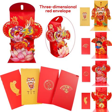 Chinese New Year D Foldable Dragon Red Envelope Creative Cny Red