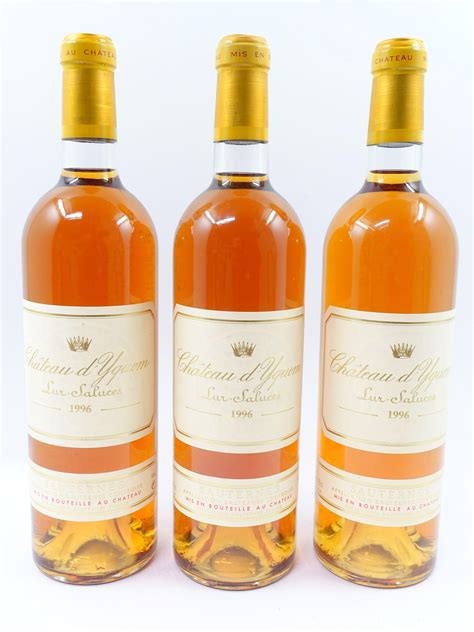 Lot 3 Bouteilles ChÂteau Dyquem 1996 1er Cru Supérieur Sauternes