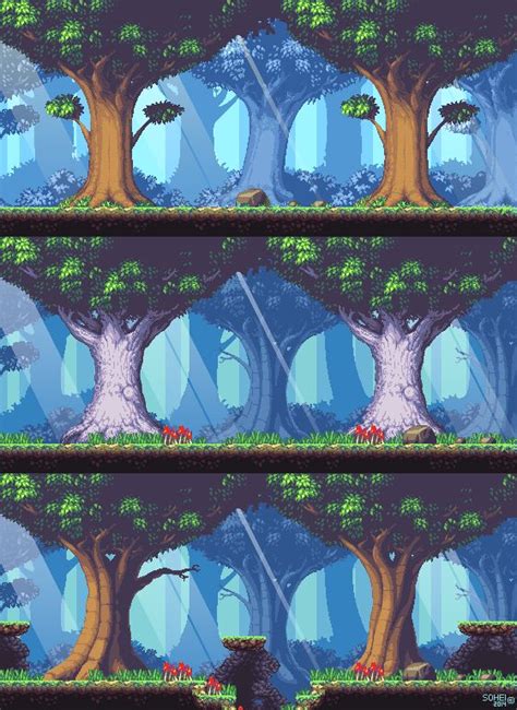 Metroidvania Forest Level By Isohei Pixel Art Landscape Pixel Art