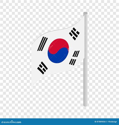 Ícone Isométrico Da Bandeira De Coreia Do Sul Ilustração do Vetor