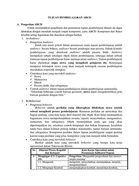 Contoh Tujuan Pembelajaran Abcd 53 Koleksi Gambar