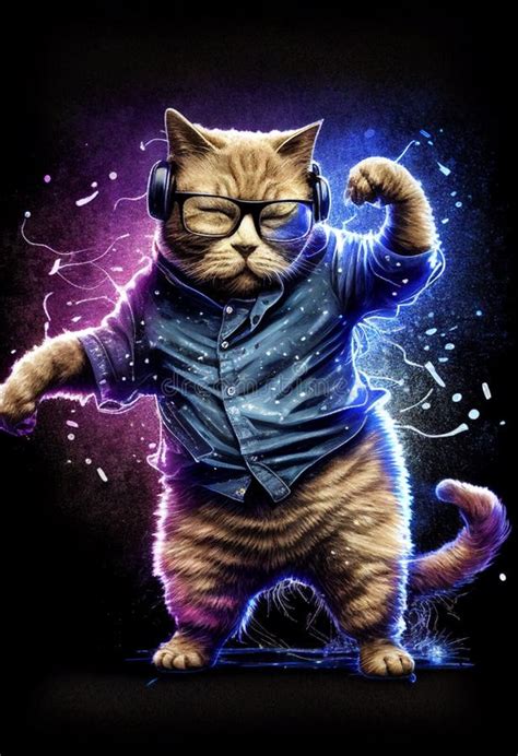 Funny Cat Dancing at the Disco in the Club. AI Generated Stock ...