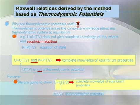 MAXWELLS THERMODYNAMIC RELATIONSHIPS AND THEIR APPLICATIONS Ppt