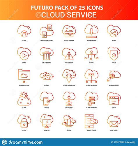 Sistema Anaranjado Del Icono Del Servicio De La Nube De Futuro 25