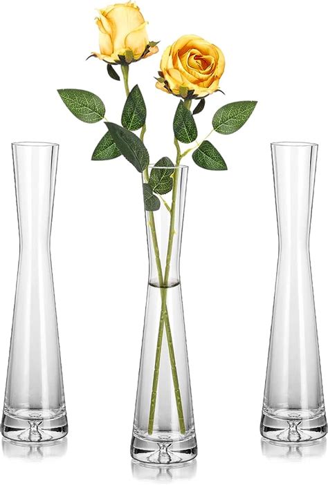 Hewory Glass Flower Vase Set Of 3 Glass Vases For Flowers 24cm Tall