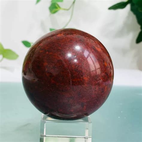 378G NATURAL RED Chicken Blood Stone Quartz Sphere Crystal Ball Healing