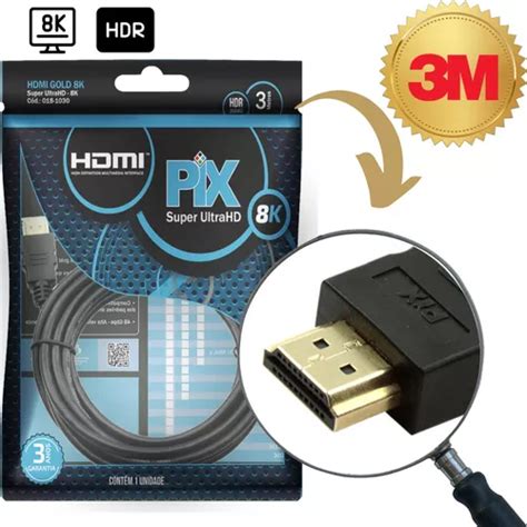 Cabo Hdmi 2 1 Gold 8k Ultra Hd 3m Hdr 19p Tv Games 3 Metros Escorrega