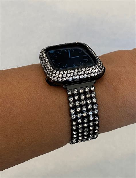 Series Apple Watch Band Black Swarovski Crystals Or Lab Diamond