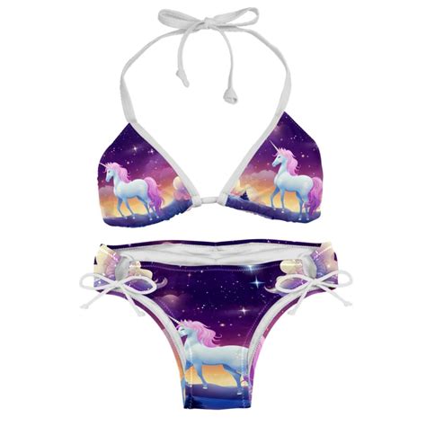 Starry Unicorn Swim Wear Detachable Sponge Adjustable Strap Bikini Set Two Pack For Multiple