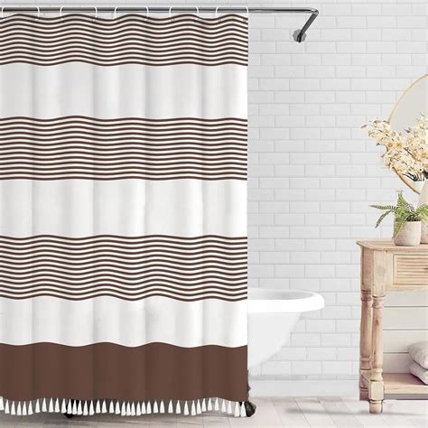 Amazon Bufftieo Brown And White Shower Curtain For Bathroom Boho