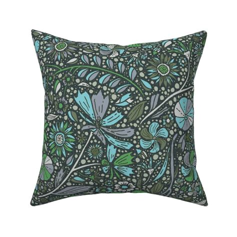 Maximalist Bohemian Floral Pattern Blue Fabric Spoonflower