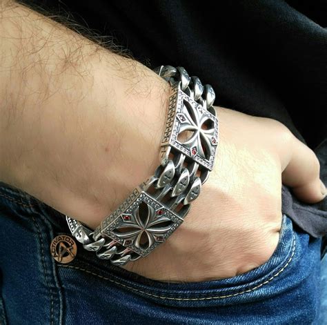 Men's Silver Bracelet 925 Sterling Silver Bracelet | Etsy