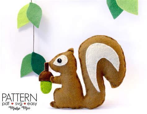 Squirrel Ornament Felt Pattern Squirrel Pattern Pattern Etsy