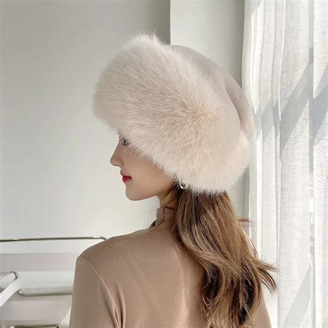 Ushanka Sombrero De Piel De Zorro Sint Tica Para Mujer Gorro C Lido De