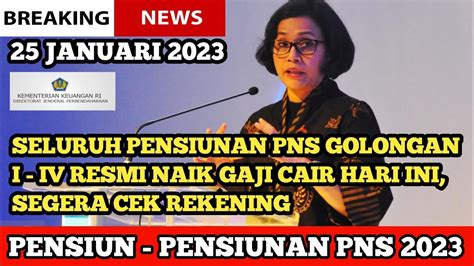 SELURUH PENSIUNAN PNS GOLONGAN I IV RESMI NAIK GAJI CAIR HARI INI