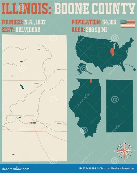 Mapa Del Condado De Boone En Illinois Ilustraci N Del Vector