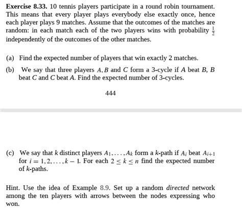 Solved Exercise 833 10 Tennis Players Participate In A Round Robin