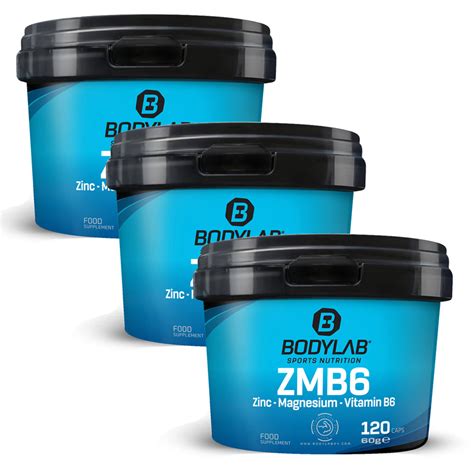 3 X Zmb6 Zinc Magnesium Vitamin B6 Elk 120 Capsules Bodylab Shop