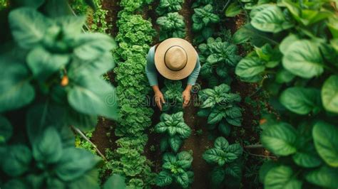 Rows Of Vibrant Green Plants Basking In The Sunlight Stock Photo