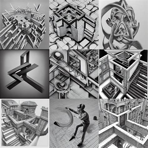 Mc Escher Drawing The Infinite Photorealistic Stable Diffusion Openart