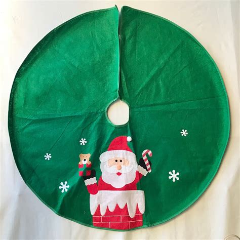 Vintage Christmas Tree Skirt Santa Chimney Felt Teddy Bear - Etsy