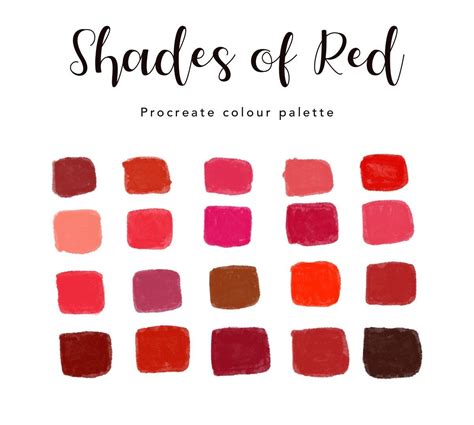 Ipad Digital Color Palette Swathes Instant Download Best Red Procreate