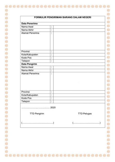 Detail Contoh Formulir Pengiriman Barang Dalam Negeri Koleksi Nomer