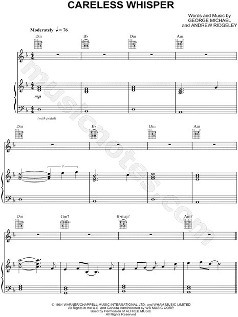 George Michael Careless Whisper Sheet Music In D Minor Download