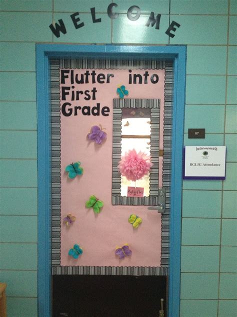 Classroom Doorbutterflies Made With Tissue Paper Boarder And