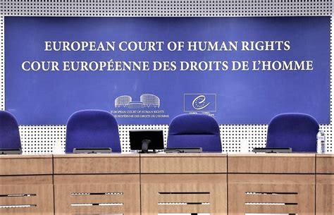 A View Shows The Courtroom Of The European Court Of Human Rights Ahead