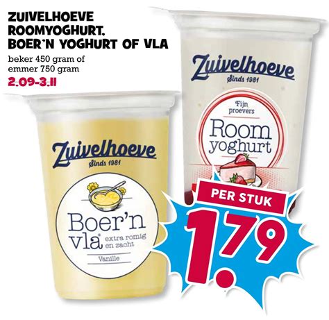 Zuivelhoeve Roomyoghurt Boer N Yoghurt Of Vla Aanbieding Bij Boon S Markt