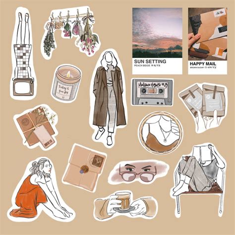 Brown Aesthetic Sticker Series, Hobbies & Toys, Stationery & Craft ...