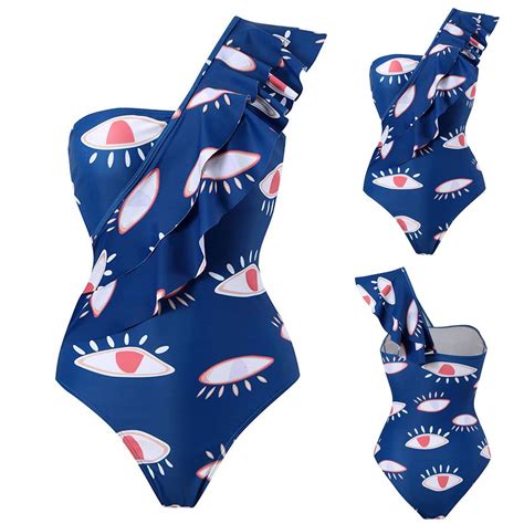 Zunfeo Women Swimsuit Clearance Fashion Tummy Control Tankini Sexy Bikini Set One Shoulder