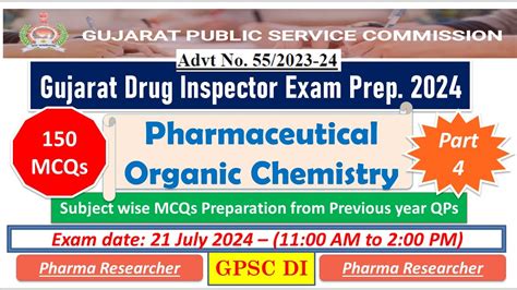 Pharmaceutical Organic Chemistry Gujarat Drug Inspector Exam