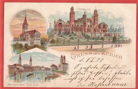 Gruss aus Zürich mit Tonhalle Litho 1899 Kaufen auf Ricardo