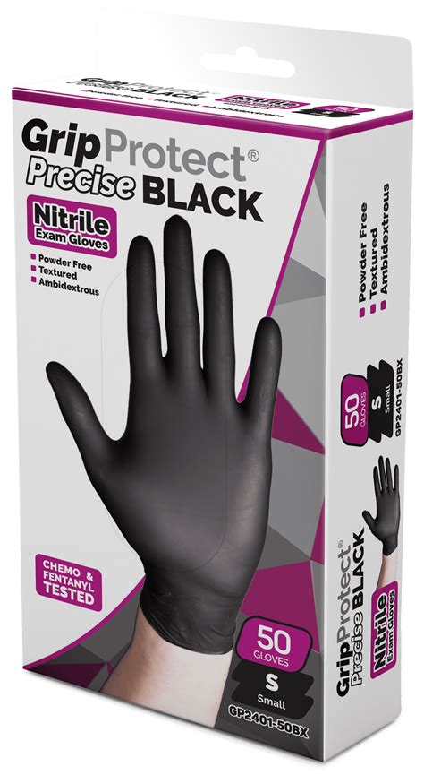 GripProtect® Precise Black Nitrile Exam Gloves | 4 Mil | Chemo-Rated
