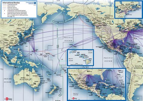 Continental Airlines route map - Asia and the Americas