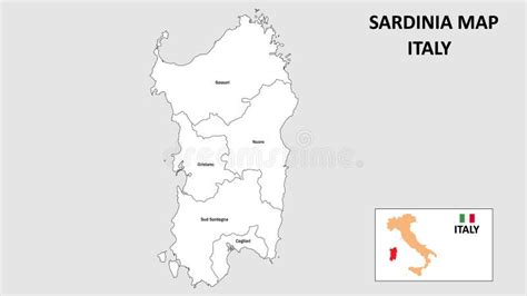 Sardinia Map. State and District Map of Sardinia Stock Vector - Illustration of corsica ...