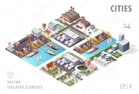 Conjunto De Mapas Aislados De Ciudades M Nimas Isom Tricas Elementos