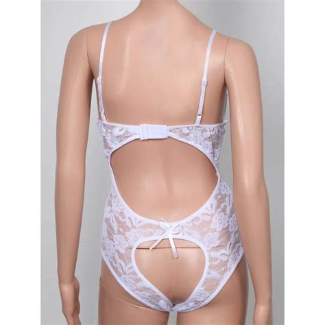 Iefiel Femmes Sexy Lingerie Dentelle Dos Nu Body Bandage Ouvert