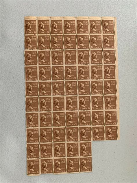 Scott #805 1938 1 1/2 cent M. Washington block of 66 ,Mint NO GUM
